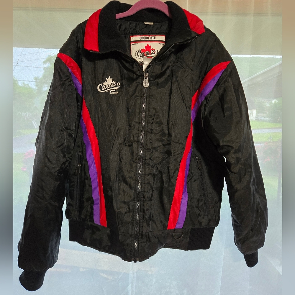 CHOKO Lite Vintage Black Men's Ski Jacket Red and Purple Size Medium Like New